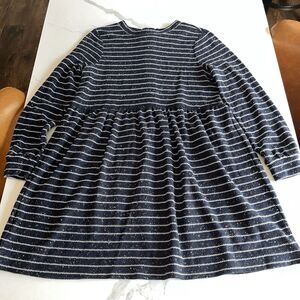 Loft Dress Womens Size Small Blue Striped A Line Long Sleeve Knit Crew Neck NEW